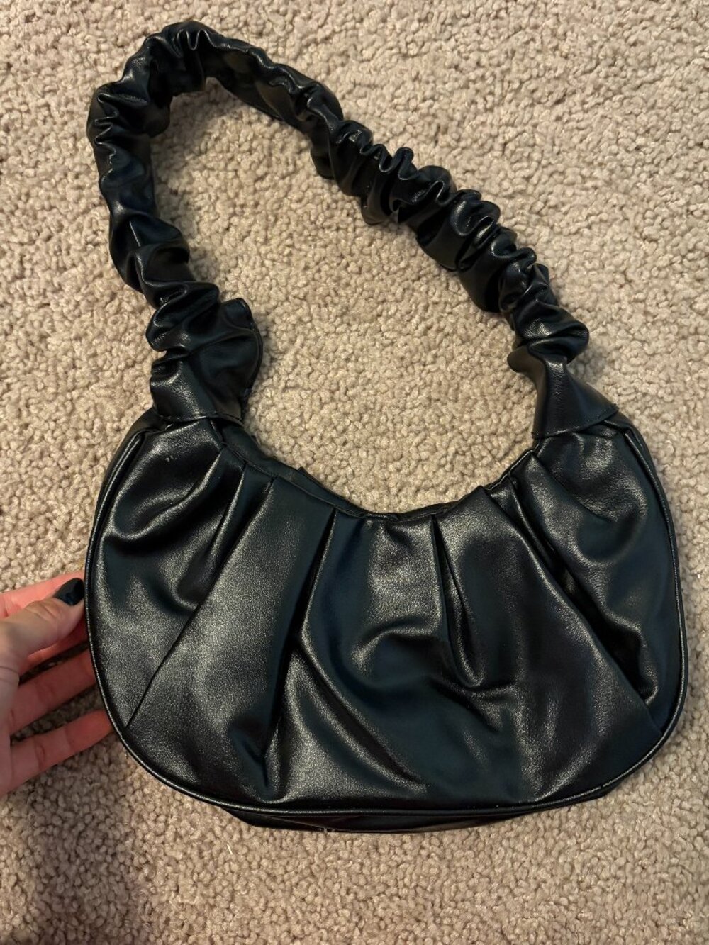 Black Shoulder Bag and Rouched Strap